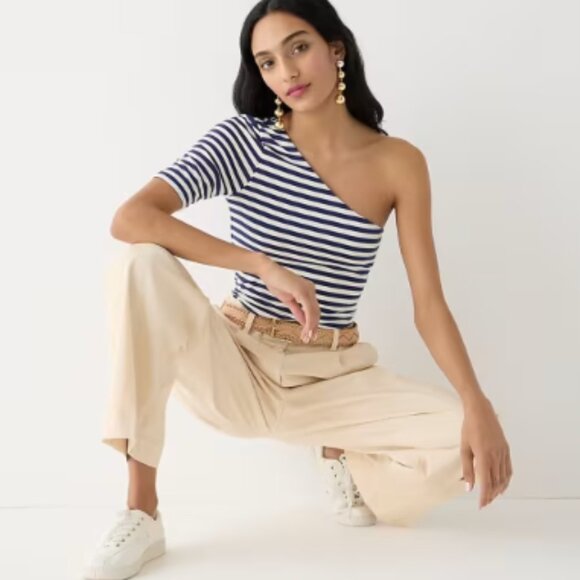 JCrew One-Shoulder Elbow-Sleeve T-Shirt - Picture 1 of 4